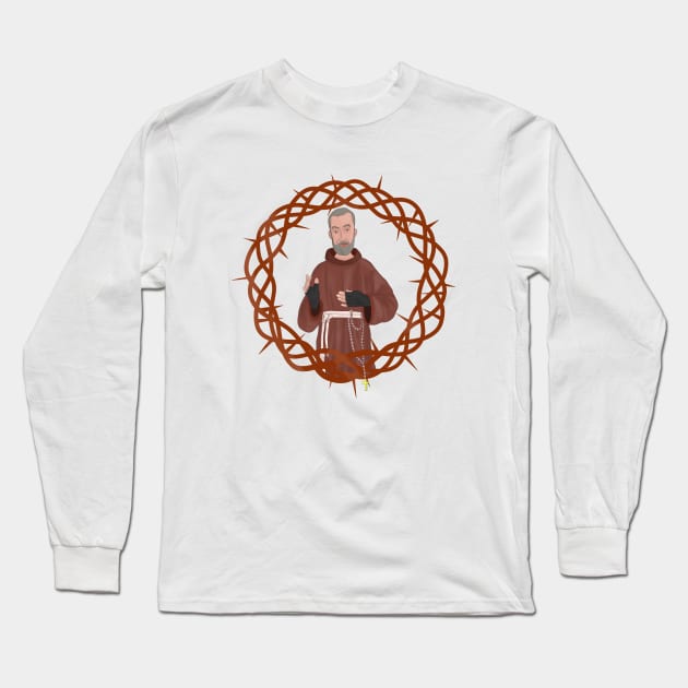 Saint Pius of Pietrelcina Padre Pio Long Sleeve T-Shirt by DiegoCarvalho